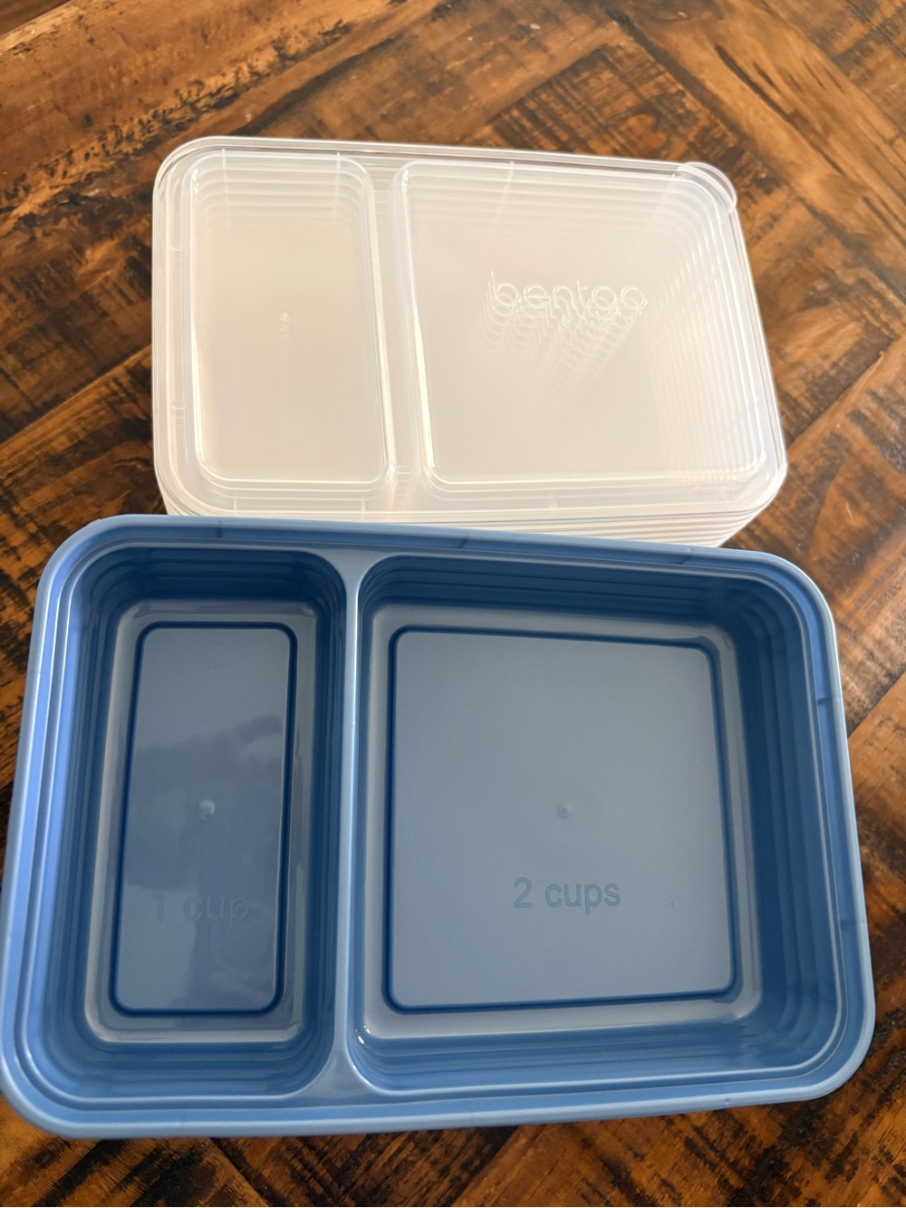Blue Divided Meal Prep Container - 2- and 1 Cup Section